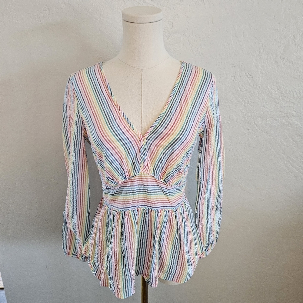 J Crew rainbow strip top